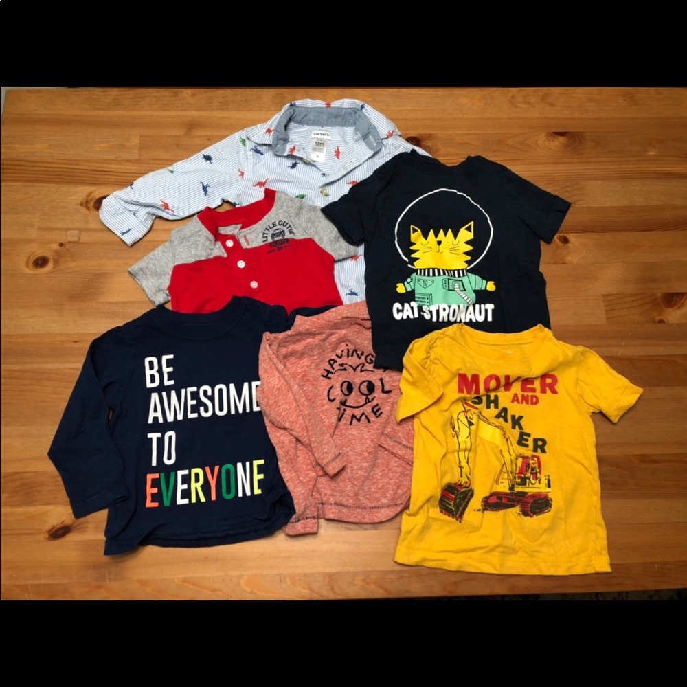 LOT OF 6 CARTER’S baby shirts - size 12-18…
